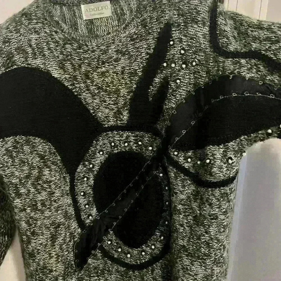 Adolfo collectible vintage sweater with shoulder pads, size L - Picture 3 of 9